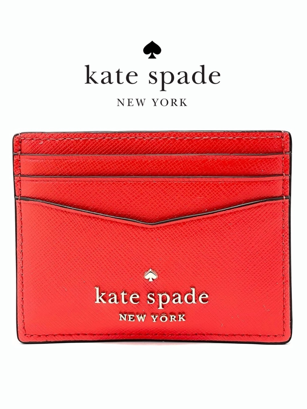 Kate Spade Red Saffiano Leather Card Holder Wallet